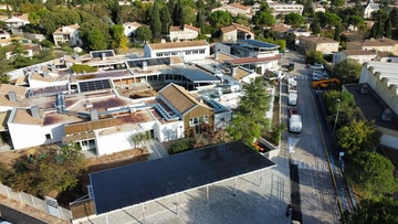 Ombrière photovoltaïque école élémentaire de Grabels puissance 86kwc